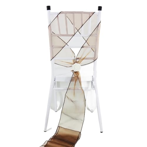 YGLEEULI 10/50/100 stücke Hochzeit Sheer Ribbon Organza Stuhl Schärpen Gürtel Knoten Stuhl Abdeckung Bogen Bänder Krawatten Ehe Payty Stühle Dekoration für Hochzeit(Chocolate,100pcs) von YGLEEULI