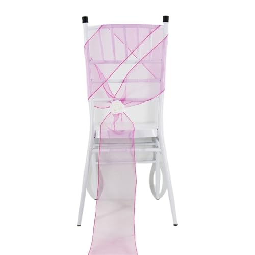 YGLEEULI 10/50/100 stücke Hochzeit Sheer Ribbon Organza Stuhl Schärpen Gürtel Knoten Stuhl Abdeckung Bogen Bänder Krawatten Ehe Payty Stühle Dekoration für Hochzeit(Deep pink,100pcs) von YGLEEULI