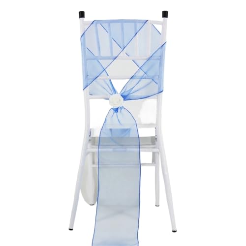 YGLEEULI 10/50/100 stücke Hochzeit Sheer Ribbon Organza Stuhl Schärpen Gürtel Knoten Stuhl Abdeckung Bogen Bänder Krawatten Ehe Payty Stühle Dekoration für Hochzeit(Royal Blue,100pcs) von YGLEEULI