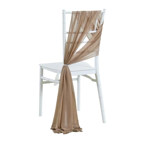 YGLEEULI 10/50PCS Chiffon Stuhl Schärpen Hochzeit Stuhl Dekoration 17x250cm for Hochzeit Gang Dekorationen Party Bankett Event für Hochzeit(Brown,50pcs) von YGLEEULI