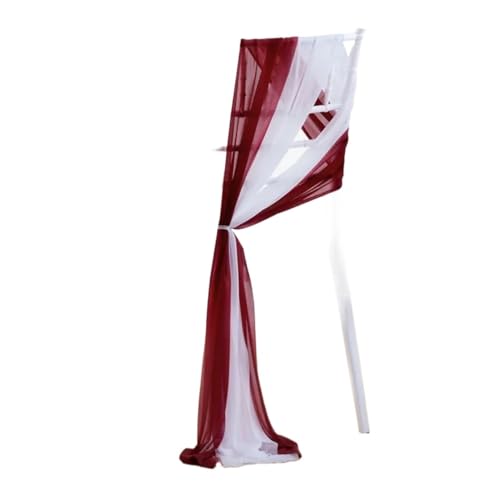 YGLEEULI 10/50PCS Chiffon Stuhl Schärpen Hochzeit Stuhl Dekoration 17x250cm for Hochzeit Gang Dekorationen Party Bankett Event für Hochzeit(Burgundy and White,50pcs) von YGLEEULI