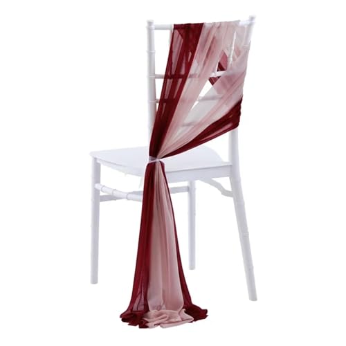 YGLEEULI 10/50PCS Chiffon Stuhl Schärpen Hochzeit Stuhl Dekoration 17x250cm for Hochzeit Gang Dekorationen Party Bankett Event für Hochzeit(Pink and Burgundy,50pcs) von YGLEEULI