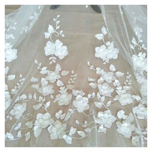 YGLEEULI 14 Farben Handgemachter Blumenperlen-Kleider-Spitzenstoff 3D-Spitzenstoff 130cm Breite Verkauft Bulk Stock(Color 2) von YGLEEULI