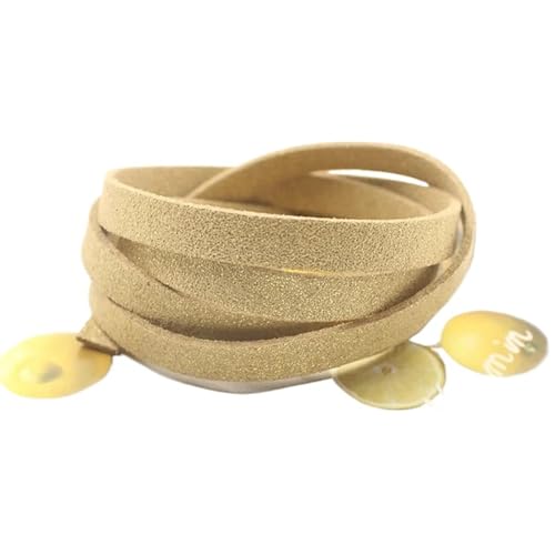 YGLEEULI 1meter 10MM Flache Leder Bunte Lederband Schnur String Seil DIY Halskette Armband Machen für DIY(Gold pink) von YGLEEULI