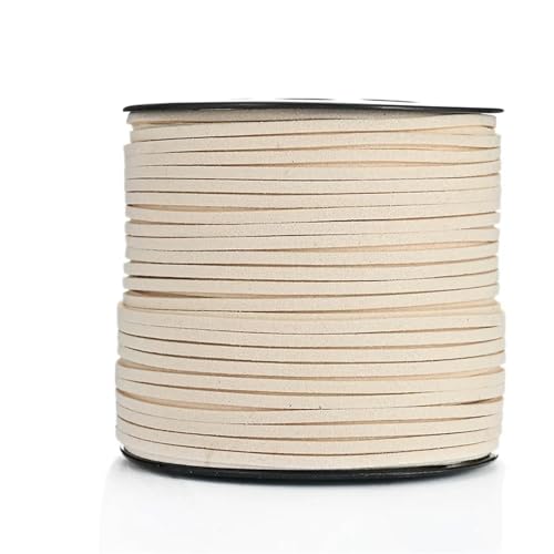 YGLEEULI 2,5 mm flaches Wildlederband, Lederseil, handgefertigt, Fadenschnur for Schmuck, Armbänder, Halsketten, Schlüsselanhänger für DIY(Beige,5meters) von YGLEEULI