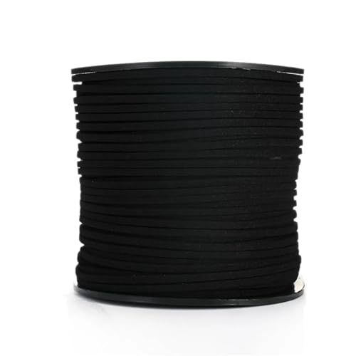 YGLEEULI 2,5 mm flaches Wildlederband, Lederseil, handgefertigt, Fadenschnur for Schmuck, Armbänder, Halsketten, Schlüsselanhänger für DIY(Black,20meters) von YGLEEULI