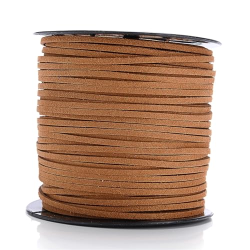 YGLEEULI 2,5 mm flaches Wildlederband, Lederseil, handgefertigt, Fadenschnur for Schmuck, Armbänder, Halsketten, Schlüsselanhänger für DIY(Coffee,5meters) von YGLEEULI