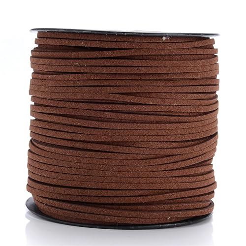 YGLEEULI 2,5 mm flaches Wildlederband, Lederseil, handgefertigt, Fadenschnur for Schmuck, Armbänder, Halsketten, Schlüsselanhänger für DIY(Dark Brown,20meters) von YGLEEULI