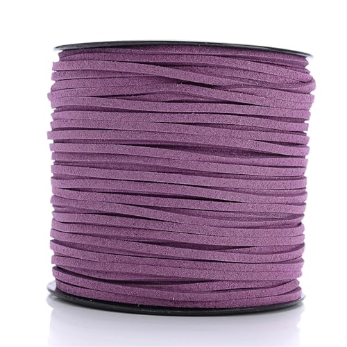 YGLEEULI 2,5 mm flaches Wildlederband, Lederseil, handgefertigt, Fadenschnur for Schmuck, Armbänder, Halsketten, Schlüsselanhänger für DIY(Dark Purple,20meters) von YGLEEULI