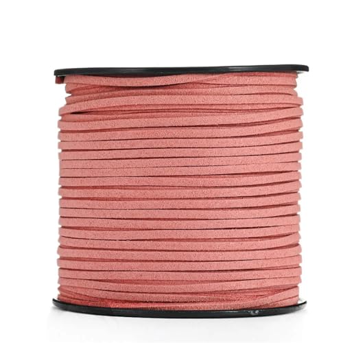 YGLEEULI 2,5 mm flaches Wildlederband, Lederseil, handgefertigt, Fadenschnur for Schmuck, Armbänder, Halsketten, Schlüsselanhänger für DIY(Dark pink,20meters) von YGLEEULI
