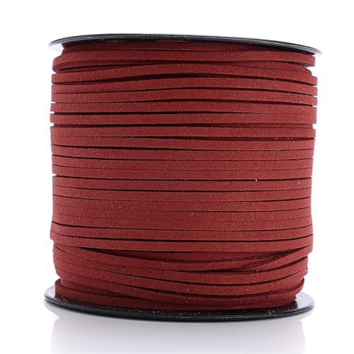 YGLEEULI 2,5 mm flaches Wildlederband, Lederseil, handgefertigt, Fadenschnur for Schmuck, Armbänder, Halsketten, Schlüsselanhänger für DIY(Dark red,20meters) von YGLEEULI