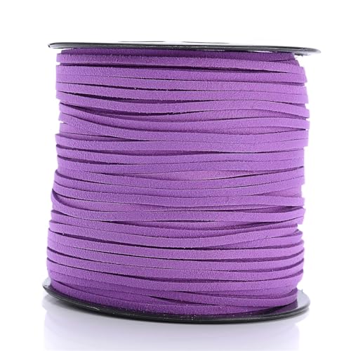 YGLEEULI 2,5 mm flaches Wildlederband, Lederseil, handgefertigt, Fadenschnur for Schmuck, Armbänder, Halsketten, Schlüsselanhänger für DIY(Deep Purple,20meters) von YGLEEULI