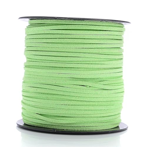 YGLEEULI 2,5 mm flaches Wildlederband, Lederseil, handgefertigt, Fadenschnur for Schmuck, Armbänder, Halsketten, Schlüsselanhänger für DIY(Grass Green,5meters) von YGLEEULI