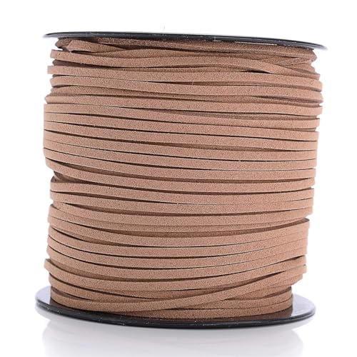 YGLEEULI 2,5 mm flaches Wildlederband, Lederseil, handgefertigt, Fadenschnur for Schmuck, Armbänder, Halsketten, Schlüsselanhänger für DIY(Khaki,5meters) von YGLEEULI