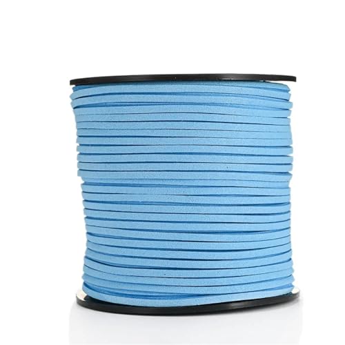 YGLEEULI 2,5 mm flaches Wildlederband, Lederseil, handgefertigt, Fadenschnur for Schmuck, Armbänder, Halsketten, Schlüsselanhänger für DIY(Light Blue,20meters) von YGLEEULI