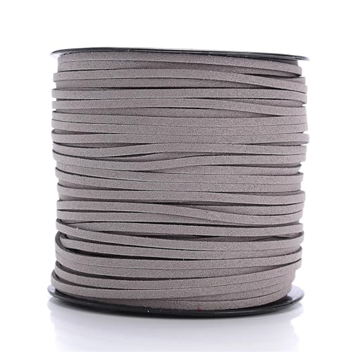YGLEEULI 2,5 mm flaches Wildlederband, Lederseil, handgefertigt, Fadenschnur for Schmuck, Armbänder, Halsketten, Schlüsselanhänger für DIY(Light Gray,20meters) von YGLEEULI