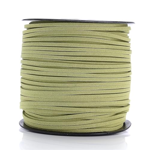 YGLEEULI 2,5 mm flaches Wildlederband, Lederseil, handgefertigt, Fadenschnur for Schmuck, Armbänder, Halsketten, Schlüsselanhänger für DIY(Light Green,20meters) von YGLEEULI