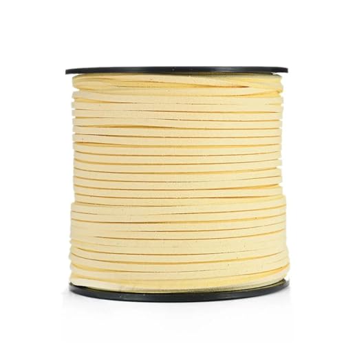 YGLEEULI 2,5 mm flaches Wildlederband, Lederseil, handgefertigt, Fadenschnur for Schmuck, Armbänder, Halsketten, Schlüsselanhänger für DIY(Light Yellow,20meters) von YGLEEULI
