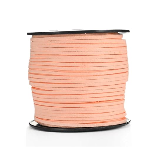 YGLEEULI 2,5 mm flaches Wildlederband, Lederseil, handgefertigt, Fadenschnur for Schmuck, Armbänder, Halsketten, Schlüsselanhänger für DIY(Light orange,20meters) von YGLEEULI
