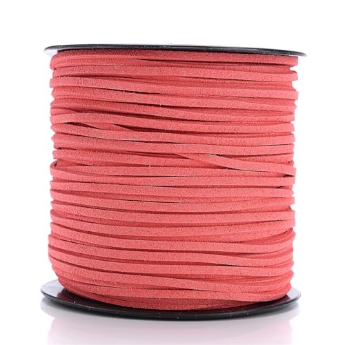 YGLEEULI 2,5 mm flaches Wildlederband, Lederseil, handgefertigt, Fadenschnur for Schmuck, Armbänder, Halsketten, Schlüsselanhänger für DIY(Orange red,20meters) von YGLEEULI