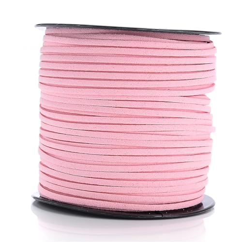 YGLEEULI 2,5 mm flaches Wildlederband, Lederseil, handgefertigt, Fadenschnur for Schmuck, Armbänder, Halsketten, Schlüsselanhänger für DIY(Pink,20meters) von YGLEEULI
