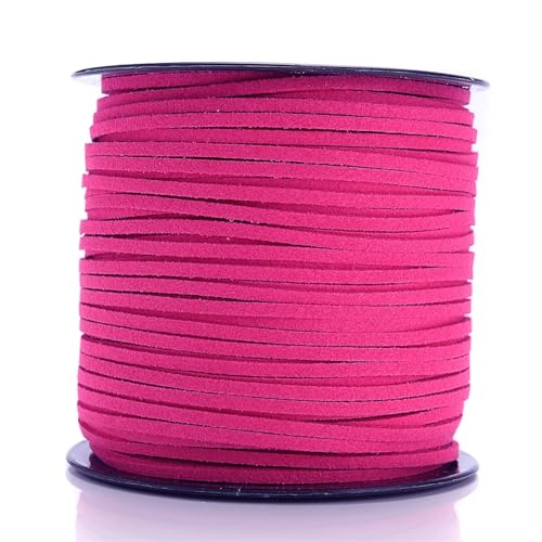 YGLEEULI 2,5 mm flaches Wildlederband, Lederseil, handgefertigt, Fadenschnur for Schmuck, Armbänder, Halsketten, Schlüsselanhänger für DIY(Pink2,20meters) von YGLEEULI