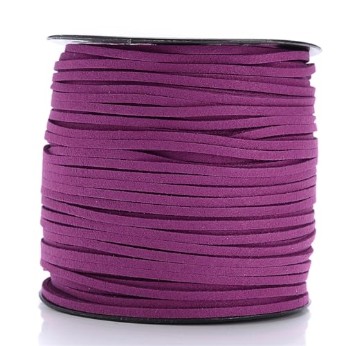 YGLEEULI 2,5 mm flaches Wildlederband, Lederseil, handgefertigt, Fadenschnur for Schmuck, Armbänder, Halsketten, Schlüsselanhänger für DIY(Purple red,20meters) von YGLEEULI