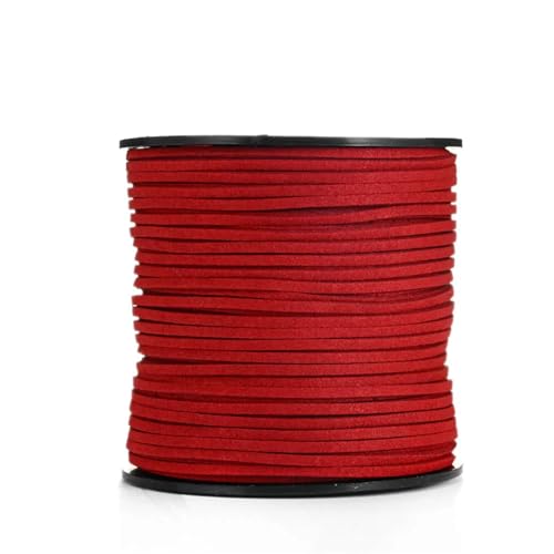 YGLEEULI 2,5 mm flaches Wildlederband, Lederseil, handgefertigt, Fadenschnur for Schmuck, Armbänder, Halsketten, Schlüsselanhänger für DIY(Red,20meters) von YGLEEULI