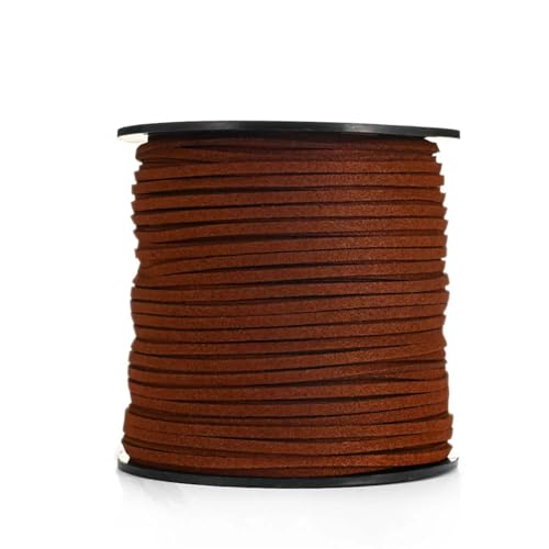 YGLEEULI 2,5 mm flaches Wildlederband, Lederseil, handgefertigt, Fadenschnur for Schmuck, Armbänder, Halsketten, Schlüsselanhänger für DIY(Red Brown,20meters) von YGLEEULI