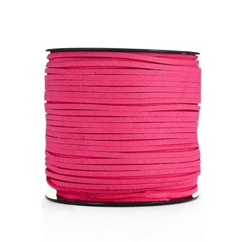 YGLEEULI 2,5 mm flaches Wildlederband, Lederseil, handgefertigt, Fadenschnur for Schmuck, Armbänder, Halsketten, Schlüsselanhänger für DIY(Rose red,20meters) von YGLEEULI