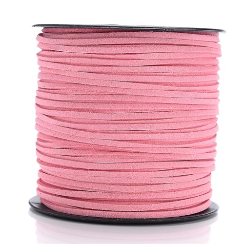 YGLEEULI 2,5 mm flaches Wildlederband, Lederseil, handgefertigt, Fadenschnur for Schmuck, Armbänder, Halsketten, Schlüsselanhänger für DIY(Watermelon pink,20meters) von YGLEEULI