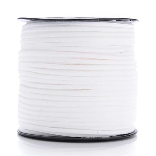 YGLEEULI 2,5 mm flaches Wildlederband, Lederseil, handgefertigt, Fadenschnur for Schmuck, Armbänder, Halsketten, Schlüsselanhänger für DIY(White,5meters) von YGLEEULI