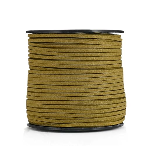 YGLEEULI 2,5 mm flaches Wildlederband, Lederseil, handgefertigt, Fadenschnur for Schmuck, Armbänder, Halsketten, Schlüsselanhänger für DIY(Yellow Green,20meters) von YGLEEULI