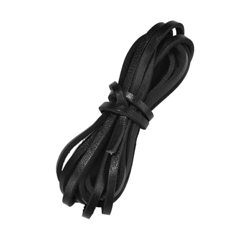 YGLEEULI 2 Meter DIY Retro Echtlederband Flachstrang Lederseil Passend for Halsketten Armbänder DIY Schmuckherstellung Zubehör für DIY(Black,3mm) von YGLEEULI