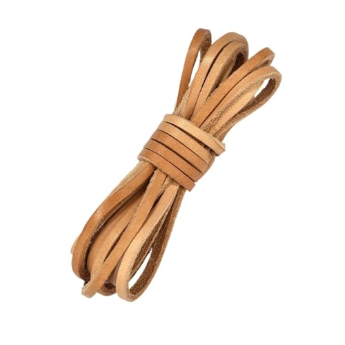 YGLEEULI 2 Meter DIY Retro Echtlederband Flachstrang Lederseil Passend for Halsketten Armbänder DIY Schmuckherstellung Zubehör für DIY(Khaki,5mm) von YGLEEULI
