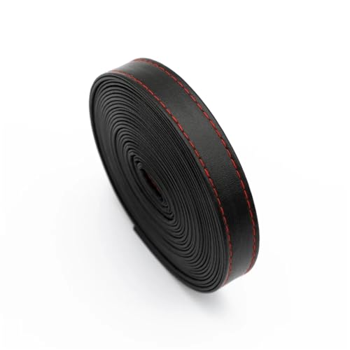 YGLEEULI 2 Meter Leder Rucksackgurt Erkenntnisse Flache Lederschnur Schnur Seil DIY Tasche Halskette Armband Machen für DIY(Black red) von YGLEEULI