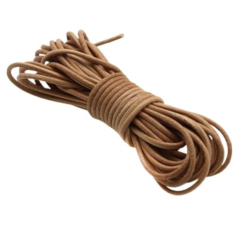 YGLEEULI 2 Meter echtes echtes Lederband, rund, flach, Seil, Schnur for die Herstellung von DIY-Halsketten, Armbändern und Schmuck für DIY(Round 5mm) von YGLEEULI