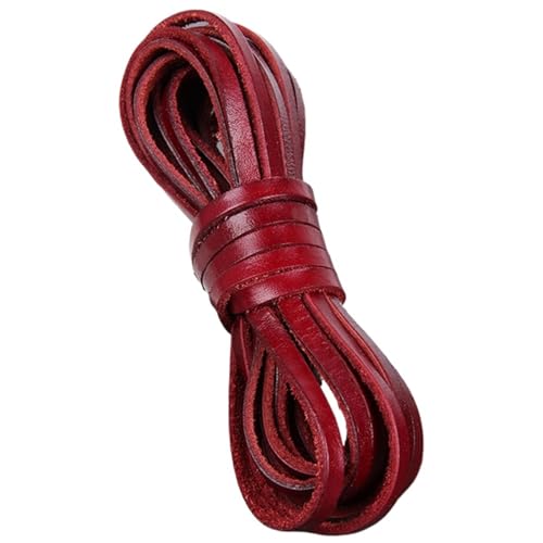 YGLEEULI 2meter Rot Retro Lederband Flach/Rund Leder Schnur String Seil DIY Armband Machen für DIY(Flat 5x2mm) von YGLEEULI