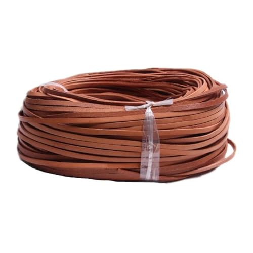 YGLEEULI 5 Meter Bunte Flache Kordel aus echtem Leder for Selbermachen von Armbändern, Seilschnur zur Schmuckherstellung für DIY(Leather,6mm) von YGLEEULI