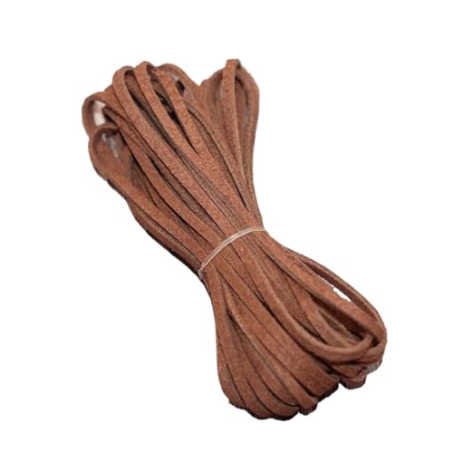 YGLEEULI 5 Meter Lederschnur, flach, Wildlederschnur, Faden, DIY-Armbandzubehör, Seilschnur zur Schmuckherstellung, 3 mm dick für DIY(2) von YGLEEULI
