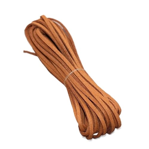 YGLEEULI 5 Meter Lederschnur, flach, Wildlederschnur, Faden, DIY-Armbandzubehör, Seilschnur zur Schmuckherstellung, 3 mm dick für DIY(3) von YGLEEULI