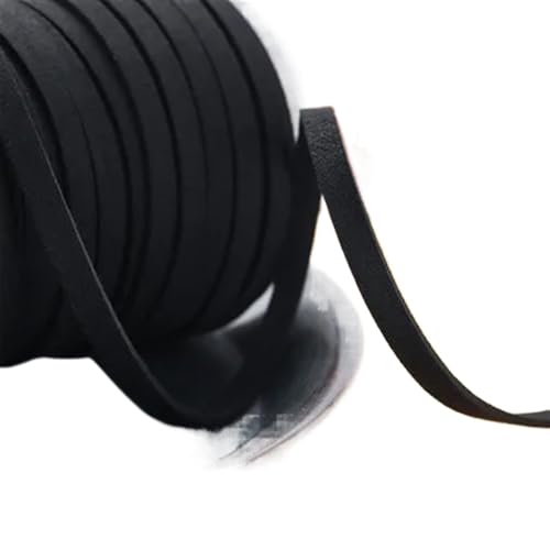 YGLEEULI 5 Yards 5MM Flache geflochtene Wildlederschnur Ledergürtel for die Schmuckherstellung DIY handgefertigte Armbandschnüre für DIY(Black) von YGLEEULI