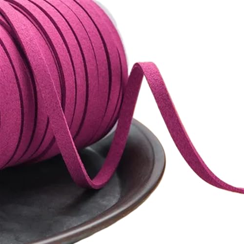 YGLEEULI 5 Yards 5MM Flache geflochtene Wildlederschnur Ledergürtel for die Schmuckherstellung DIY handgefertigte Armbandschnüre für DIY(Rose red) von YGLEEULI