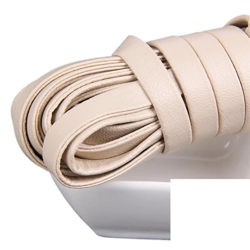 YGLEEULI 5meter Bunte Flache Weiche Leder Umweltfreundliche Leder Schnur String Seil DIY Halskette Armband Machen für DIY(Cream,15mm) von YGLEEULI