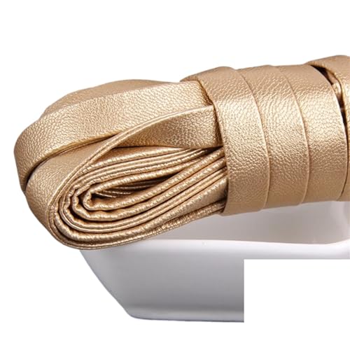 YGLEEULI 5meter Bunte Flache Weiche Leder Umweltfreundliche Leder Schnur String Seil DIY Halskette Armband Machen für DIY(Gold,5mm) von YGLEEULI