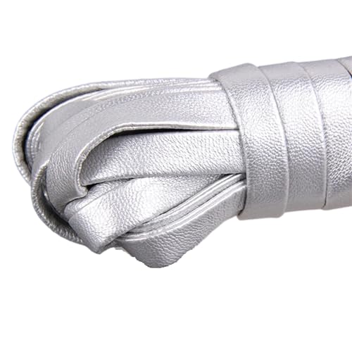 YGLEEULI 5meter Bunte Flache Weiche Leder Umweltfreundliche Leder Schnur String Seil DIY Halskette Armband Machen für DIY(Silver,15mm) von YGLEEULI
