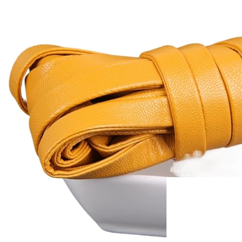 YGLEEULI 5meter Bunte Flache Weiche Leder Umweltfreundliche Leder Schnur String Seil DIY Halskette Armband Machen für DIY(Yellow,15mm) von YGLEEULI