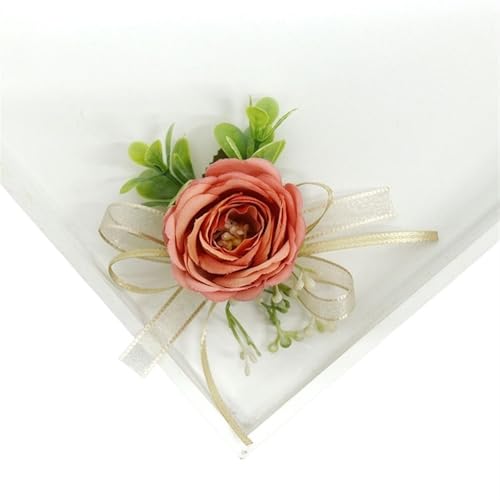 YGLEEULI Ansteckblume aus Seide mit Rosen for Damen, for Hochzeitsnadeln, Bunte Blumen, Brautjungfern, Hochzeitsaccessoires, Ansteckblume und Ansteckblume-Set für Tanzparty(Oragne Boutonniere) von YGLEEULI