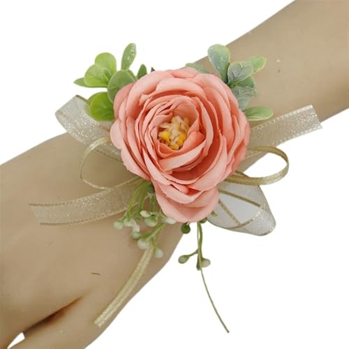 YGLEEULI Ansteckblume aus Seide mit Rosen for Damen, for Hochzeitsnadeln, Bunte Blumen, Brautjungfern, Hochzeitsaccessoires, Ansteckblume und Ansteckblume-Set für Tanzparty(Pink1 Corsage) von YGLEEULI