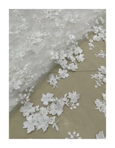 YGLEEULI Beliebte bestickte Tüll-Netzspitze mit Perlen, rosa Netzstoff mit 3D-Blumen, Party- und Abendkleid(Color 7) von YGLEEULI